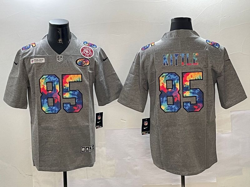 Men San Francisco 49ers #85 Kittle Grey Rainbow 2024 Nike Limited NFL Jersey style 4